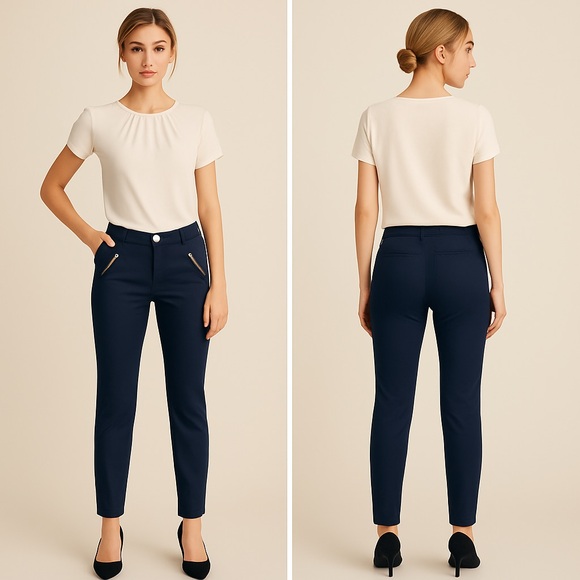 MICHAEL Michael Kors Blue Cropped Ankle Pants - Picture 1 of 7